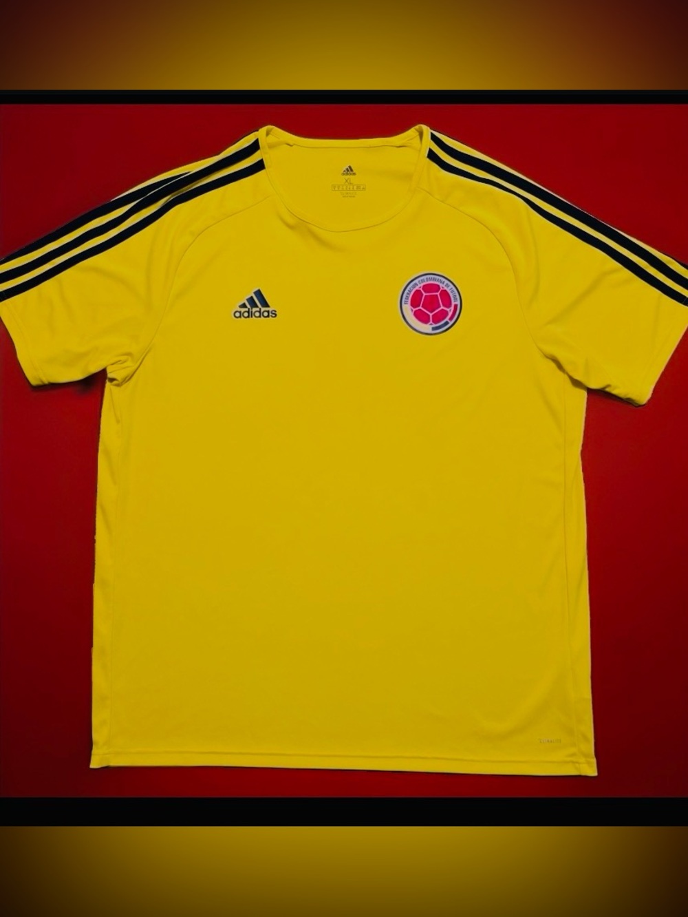 2014 adidas Yellow Men’s Colombia Football Jersey with Black Stripes